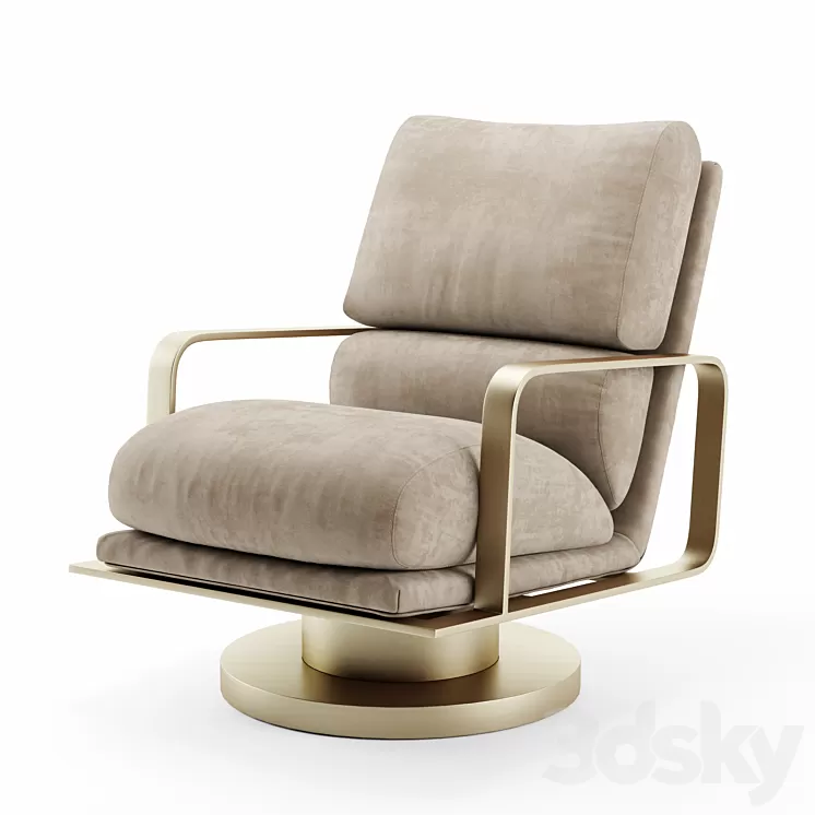 Leather Rocking Swivel Chair Restoration Hardware 3D Model
