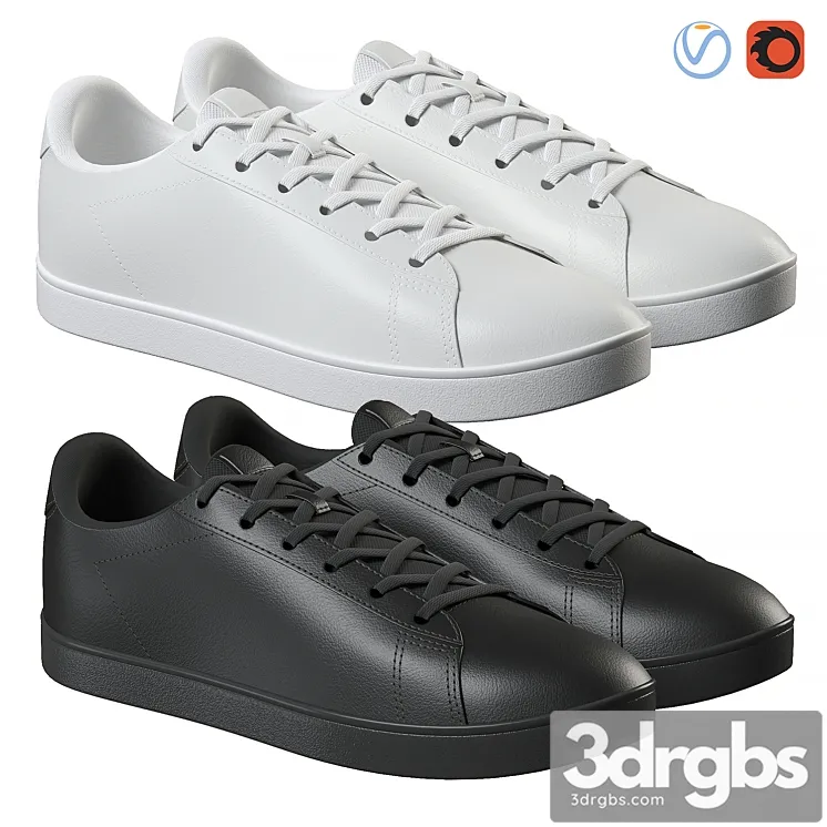Leather Shoes Black and White 3D Model Free