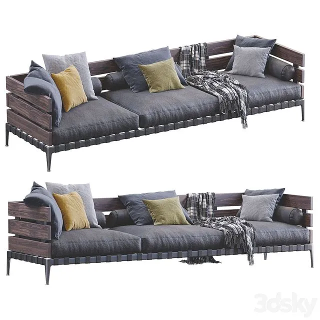 Leather Sofa Ansel By Flexform 3D Model