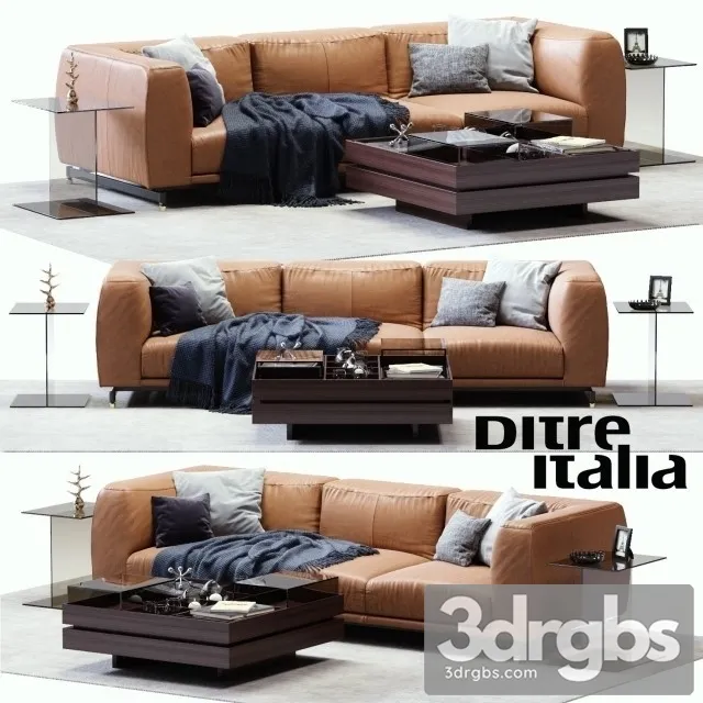 Leather Sofa Brown Dolly 3D Model Free