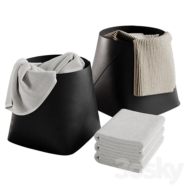 Leather storage baskets 02 3D Model