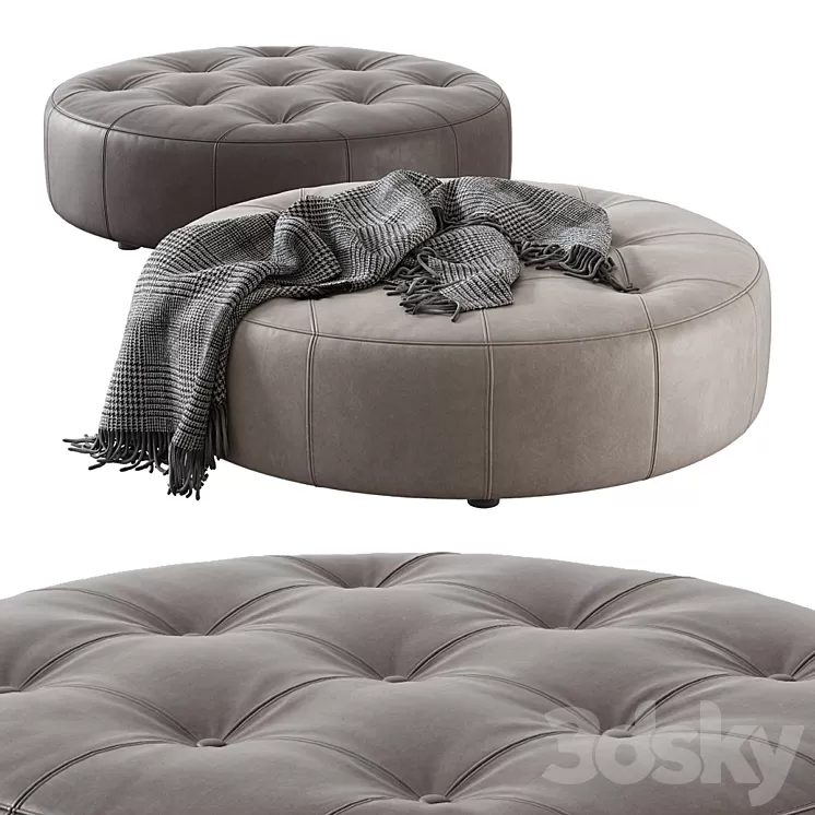 Leathercraft / Vivian Round Ottoman 3D Model