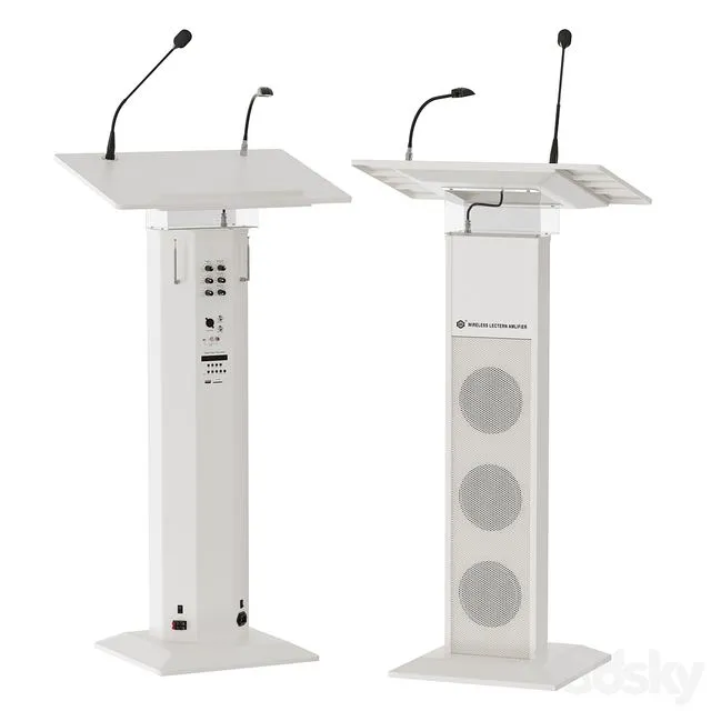 lectern amplifier conference tribune microphone stand 3D Model