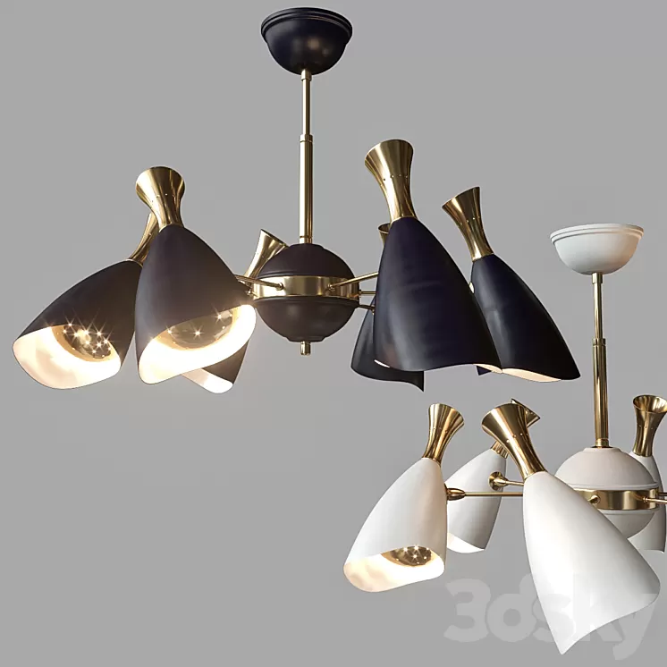 LED Chandelier 6 horns. China Manufacturing. 3D Model