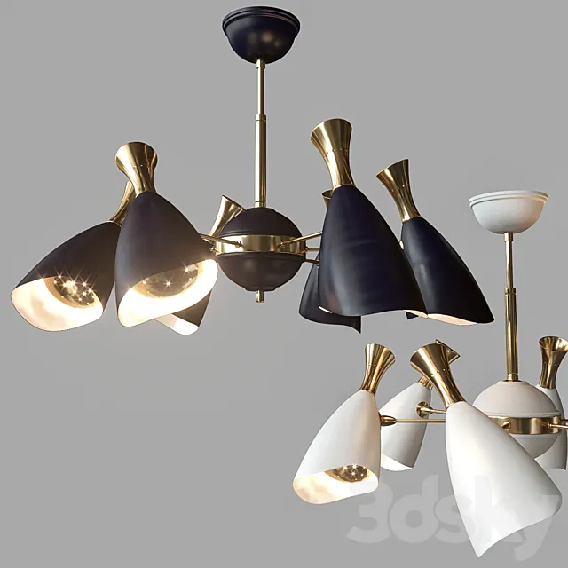 LED Chandelier 6 horns. China Manufacturing. 3DModel