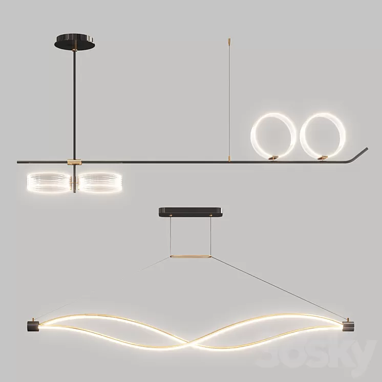 Led chandelier collection 3D Model Free