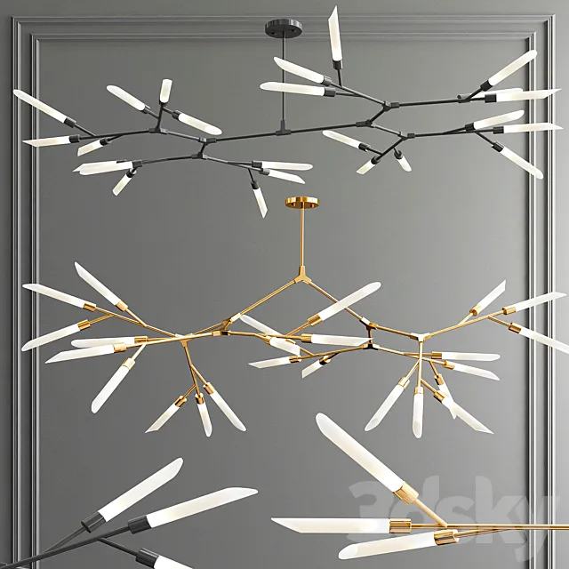Led Nordic & Rotatable Branch Tube Chandelier 3D Model