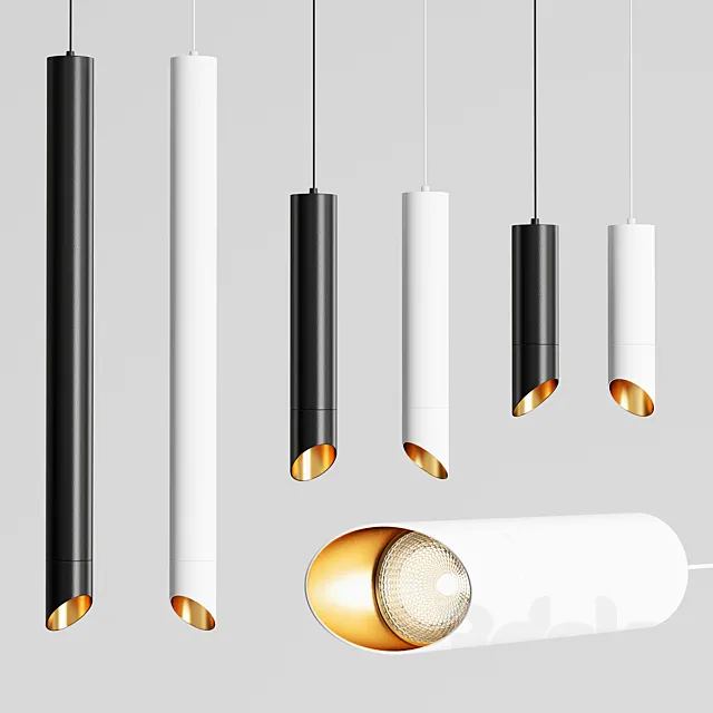 Led Pendant Lamp Long Tube 3D Model