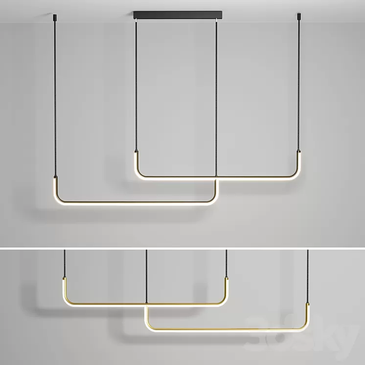 LED Pendant Light Modern Nordic Black Gold 3D Model Free