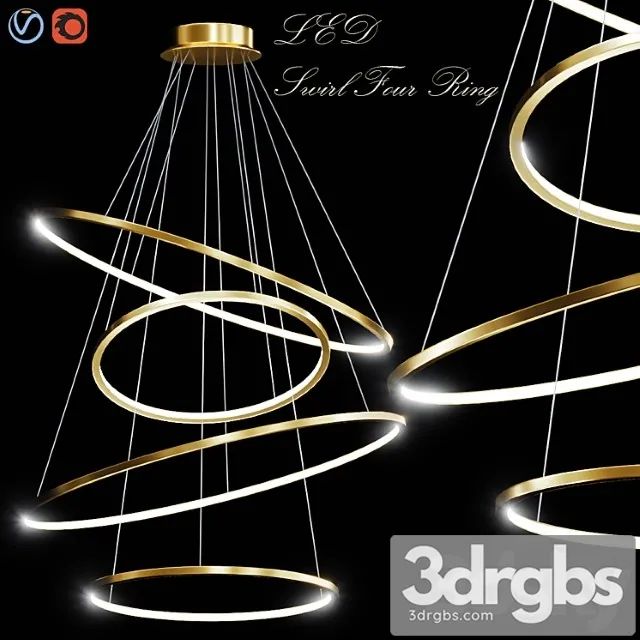 Led swirl four rings 3D Model Free