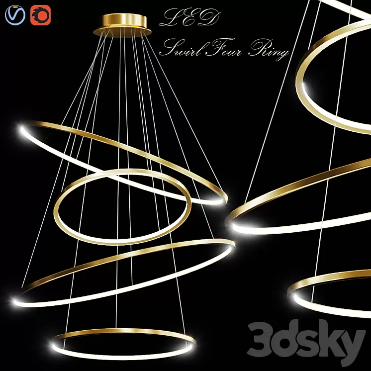 LED Swirl Four Rings 3D Model