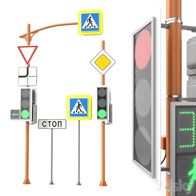 LED Traffic Light 3D Model