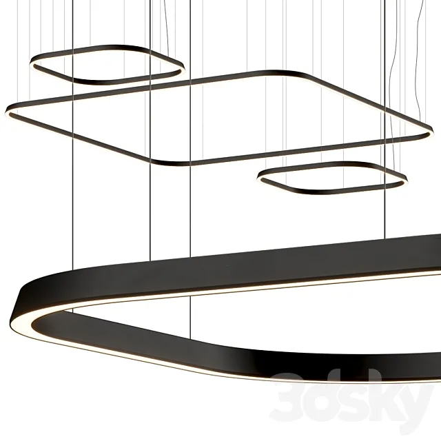 Leds C4 Geometric Square Pendant Lamps 3D Model