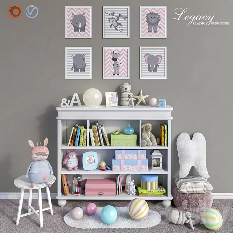 Legacy Classic furniture accessories decor and toys set 1 3D Model