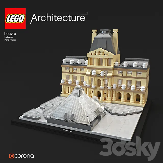 LEGO Architecture Louvre 3D Model