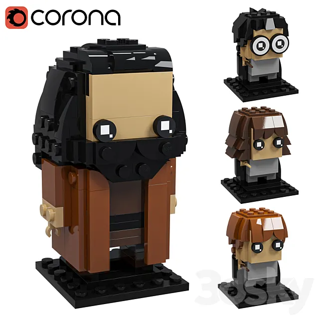 Lego Hagrid Garri Germiona Ron 3D Model