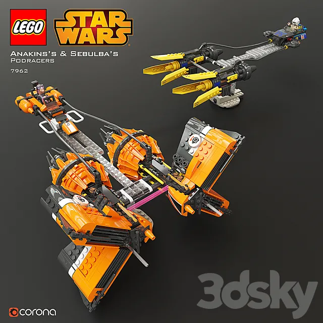 LEGO SW Anakin's & Sebulba's Podracers 3DModel