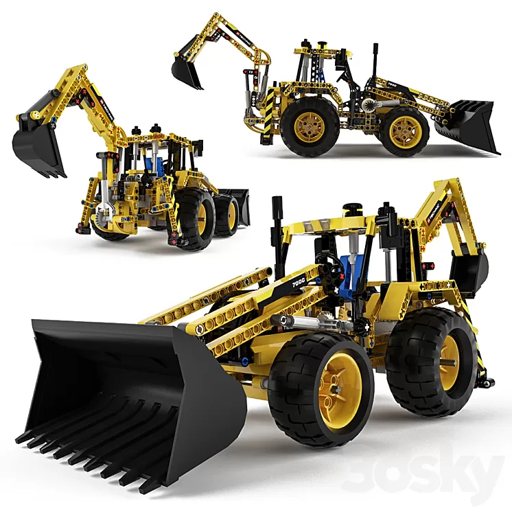 Lego Technic Backhoe Loader 3D Model
