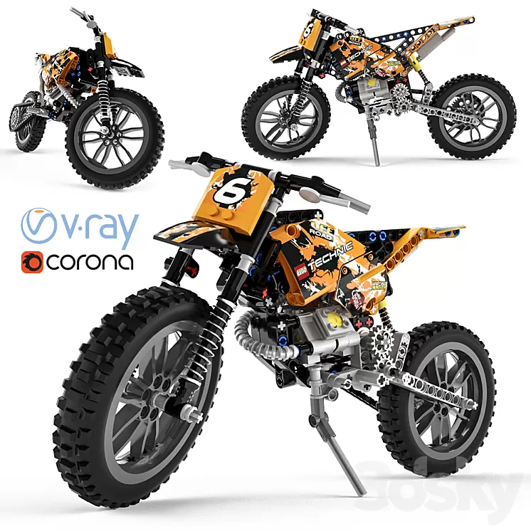 Lego Technic Moto Cross Bike 3D Model