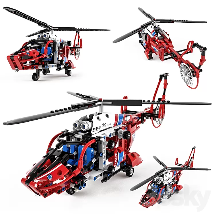 Lego Technic Rescue Helicopter 3D Model
