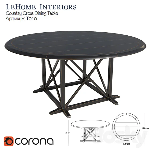 LeHome Country Cross Dining Table 3DModel