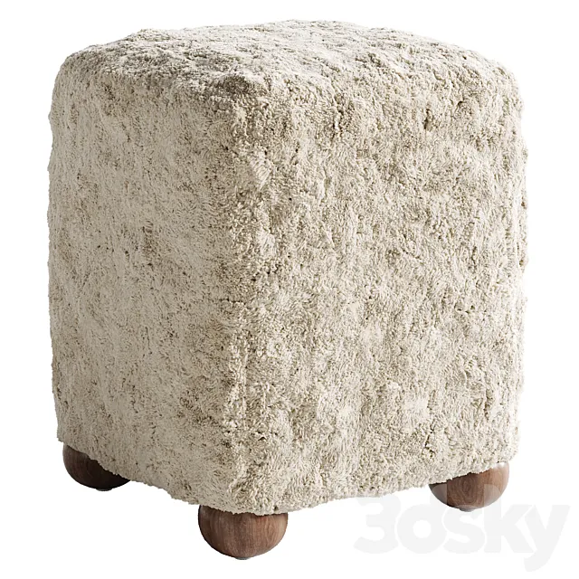 L'Enchere Square Wool Ottoman by Athena Calderone 3D Model