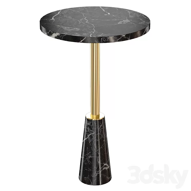 Leni Black Marble Drink Table (Crate and Barrel) 3D Model