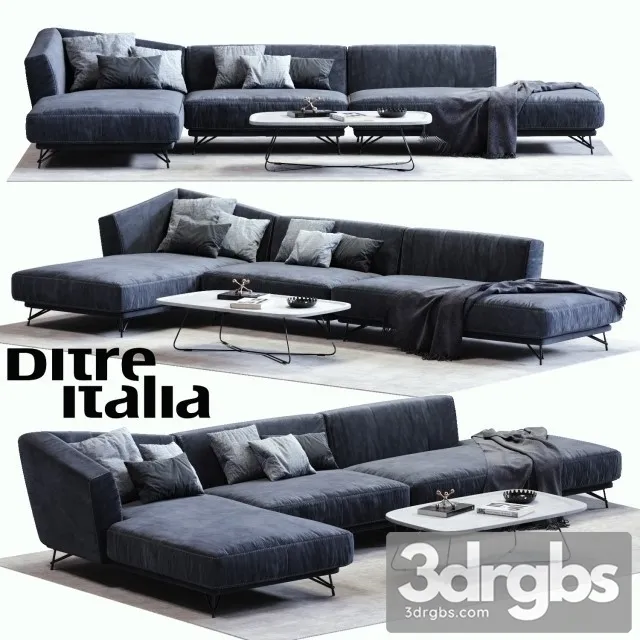 Lennox Blue Sofa 01 3D Model Free