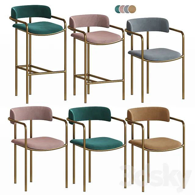 Lenox Chairs Set Westelm 3D Model