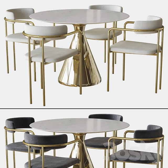 lenox dining chair and silhouette table west elm 3D Model