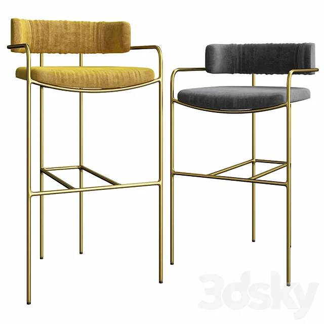 Lenox Velvet Bar and Counter Stools 3D Model