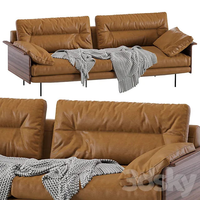 Leolux Sofa  Wood Armrests 3D Model