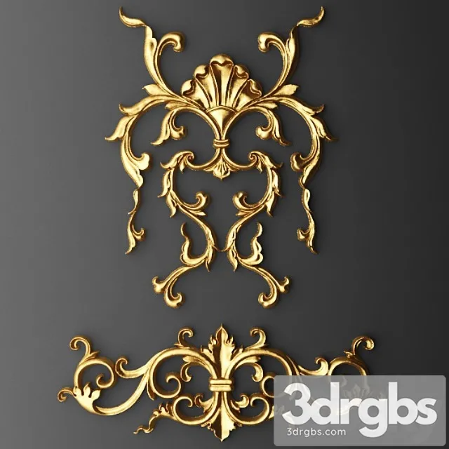 Lepnina Kartush Korona Lepnina Luxury Zolotoi Dekor Rezba Lepka Lepnoi Korona Kartush Nabor Klassicheskaia 1 3D Model Free