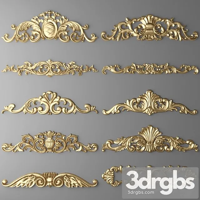 Lepnina Nabor Lepnina Luxury Zolotoi Dekor Rezba Lepka Lepnoi Korona Kartush Nabor Klassicheskaia 3 3D Model Free