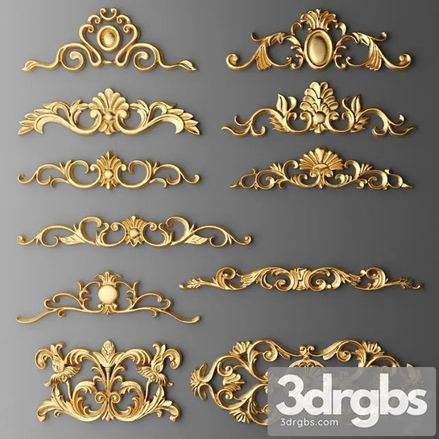 Lepnina Nabor Lepnina Luxury Zolotoi Dekor Rezba Lepka Lepnoi Korona Kartush Nabor Klassicheskaia 3D Model Free