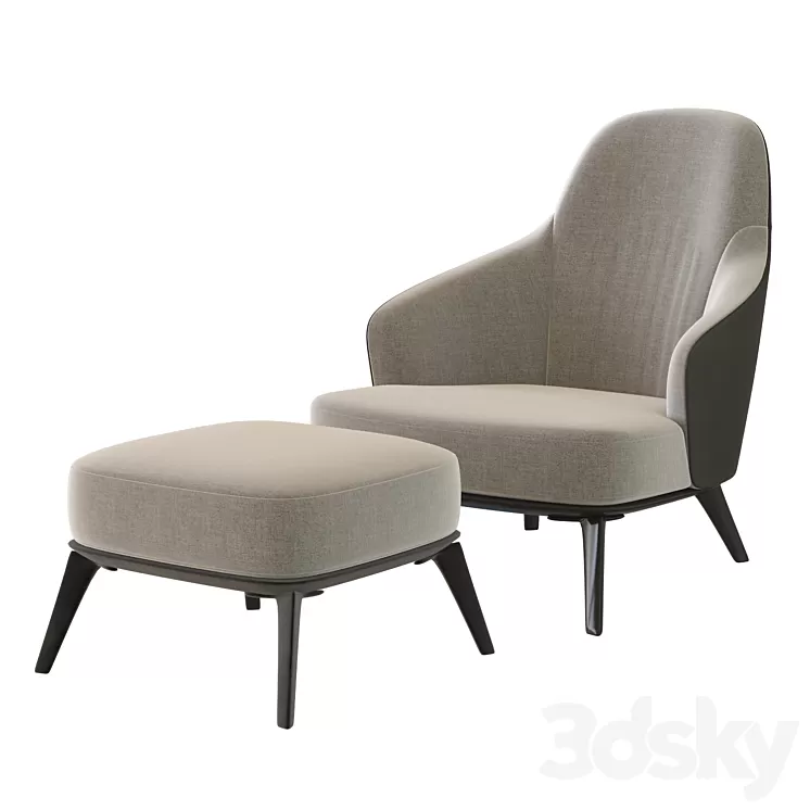 leslie armchair minotti 02 3D Model