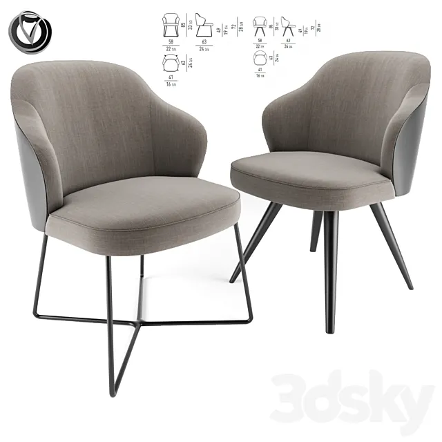 Leslie Dining Chairs Pair 3DModel