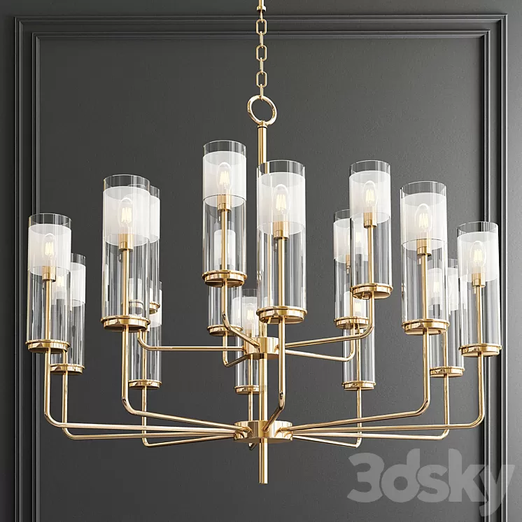 Lessman 15 Light Shaded Tiered Chandelier 3D Model