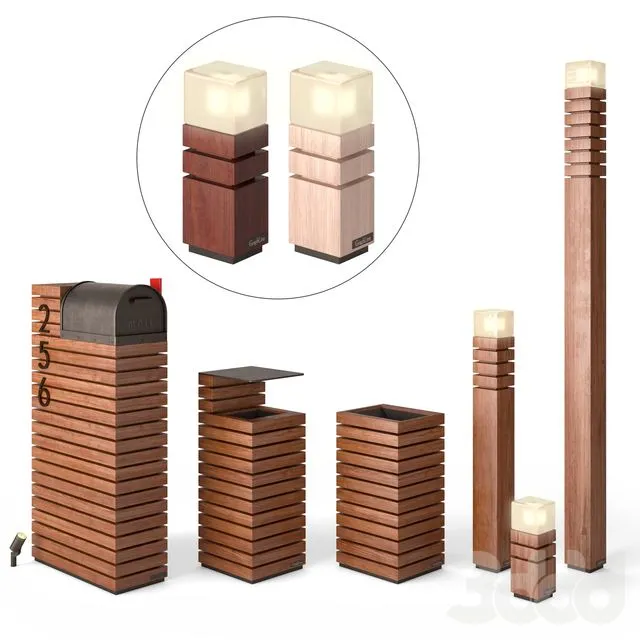 Letterbox Litter bin Lights (Set-3) 3D Model