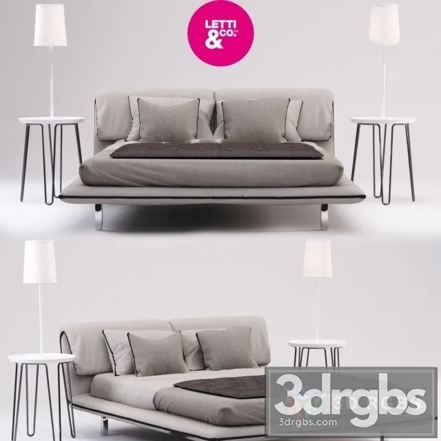 Letti Co Fabric Moderm Bed 3D Model Free