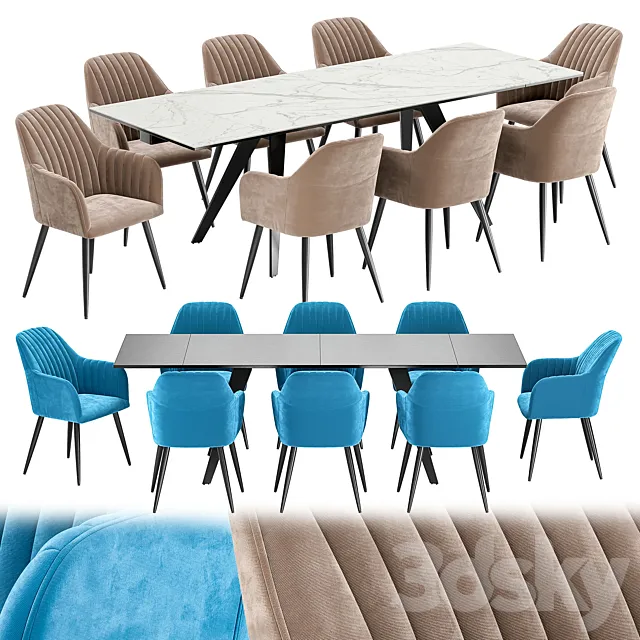 Lexi dining chair and table Amsterdam 3D Model