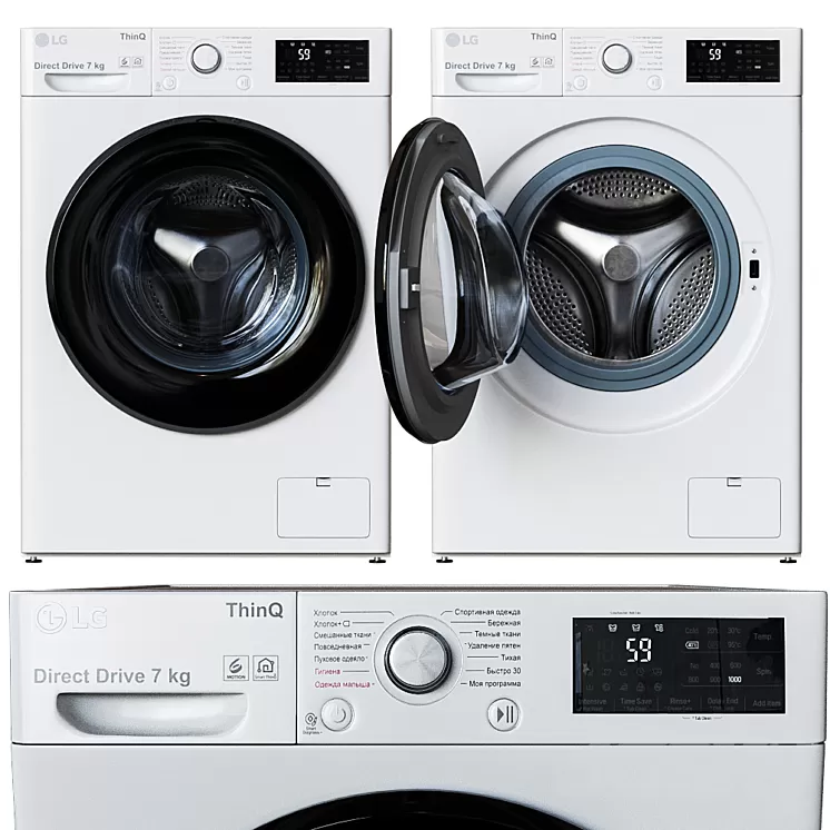 LG Washer F2V3HS6W 3D Model