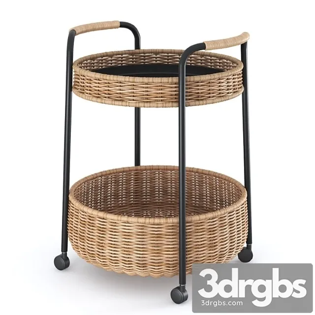 Libban Table On Wheels With Drawer Rattan Anthracite From Ikea Luban Serving Kart With Store Rattan Anthracite 3D Model Free