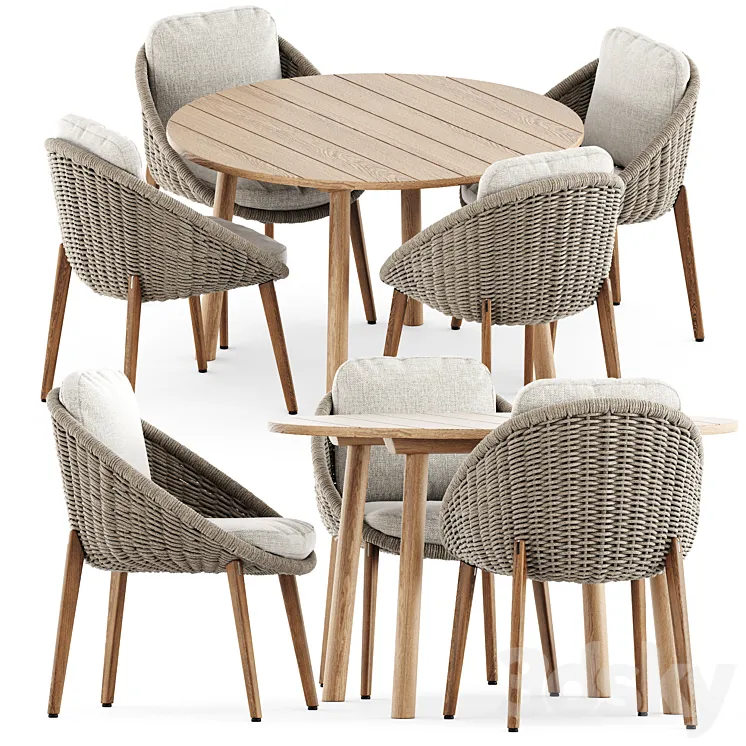 Lido Cord chair by Minotti and Taro Table by Fredericia 3D Model Free