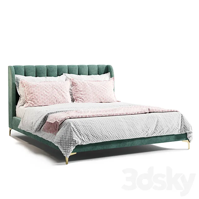 Life Interiors _ Georgia Velvet King Bed (Emerald) 3DModel