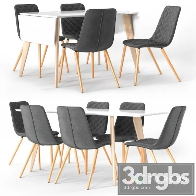 Life Style Furn Dining Set 3D Model Free