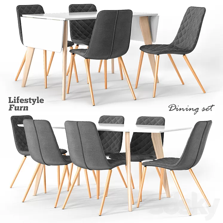 LifestyleFurn dining set 3D Model