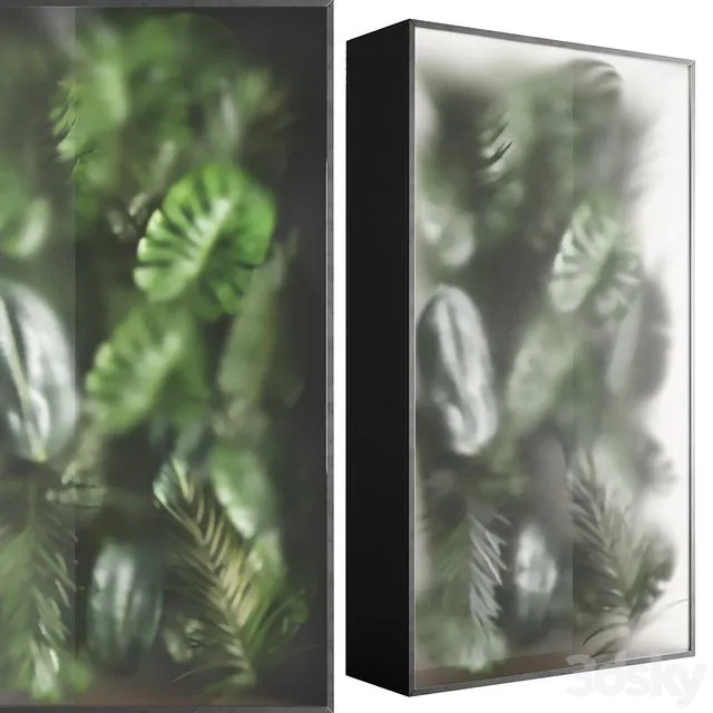 light box with tropical leaf garden in frame glass Smoked 01 3D Model