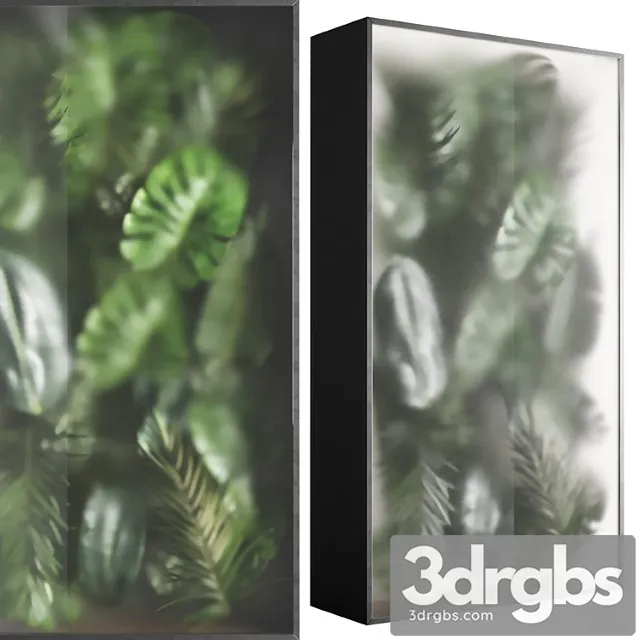 Light Box with Tropical Leaf Garden in Frame Glass Smoked 01 3D Model Free