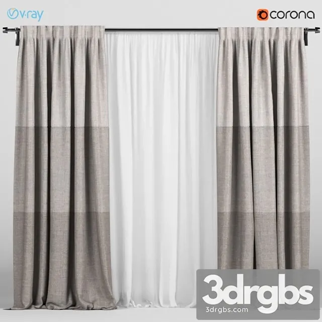 Light curtains in three colors + white tulle. 3D Model Free